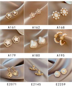 Großhandel B2B Silber pin Perle luftige Vintage Ohrringe A154 Gold